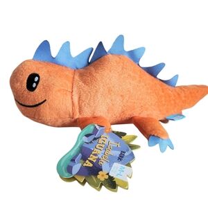 Bark Isabela Iguana Orange Squeaky Dog Toy M-L New with Tags